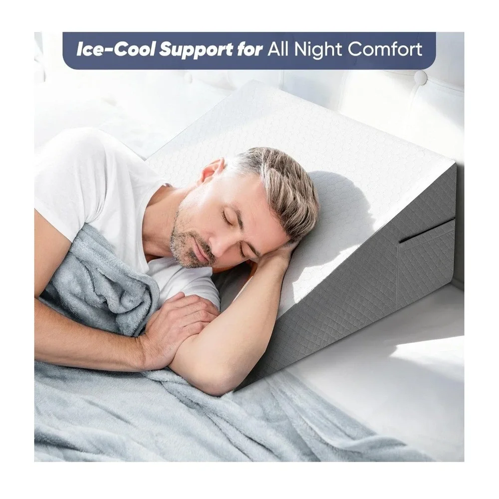 Wedge Pillow for Sleep Apnea, Acid Reflux, Snoring, Cooling Memory Foam,24x24x10